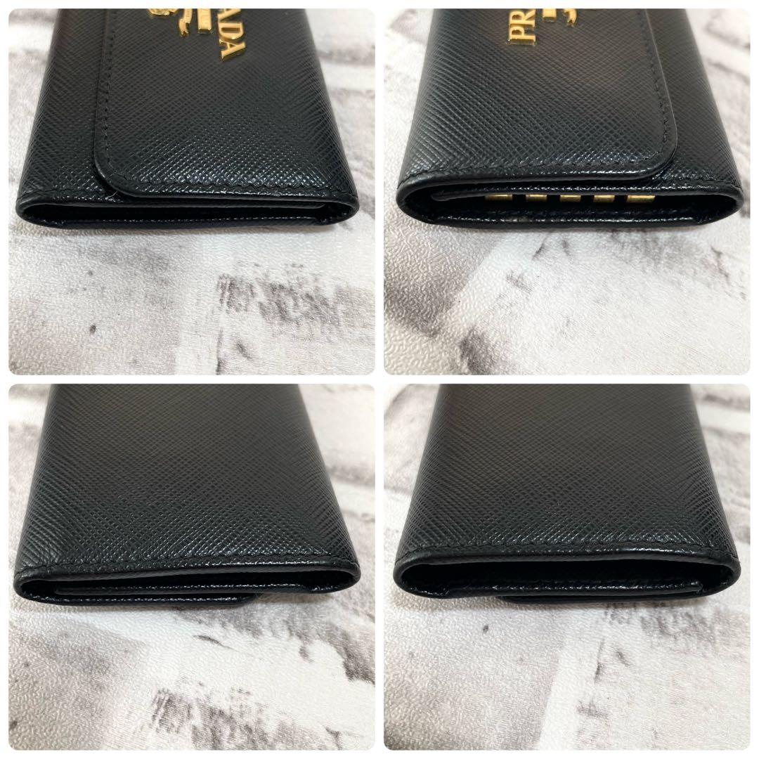 未使用級✨プラダ　4連キーケース　キーリング　サフィアーノレザー　黒　RFID