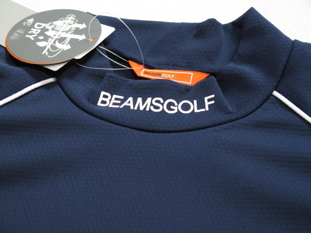 BEAMS GOLFビームスゴルフラグランスリーブパイピングポロシャツNAVYⓁ