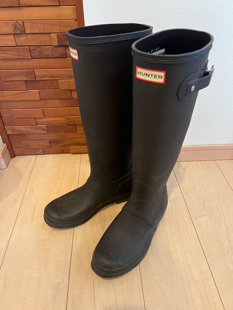 HUNTER ブラウン ロングブーツ バックル付き