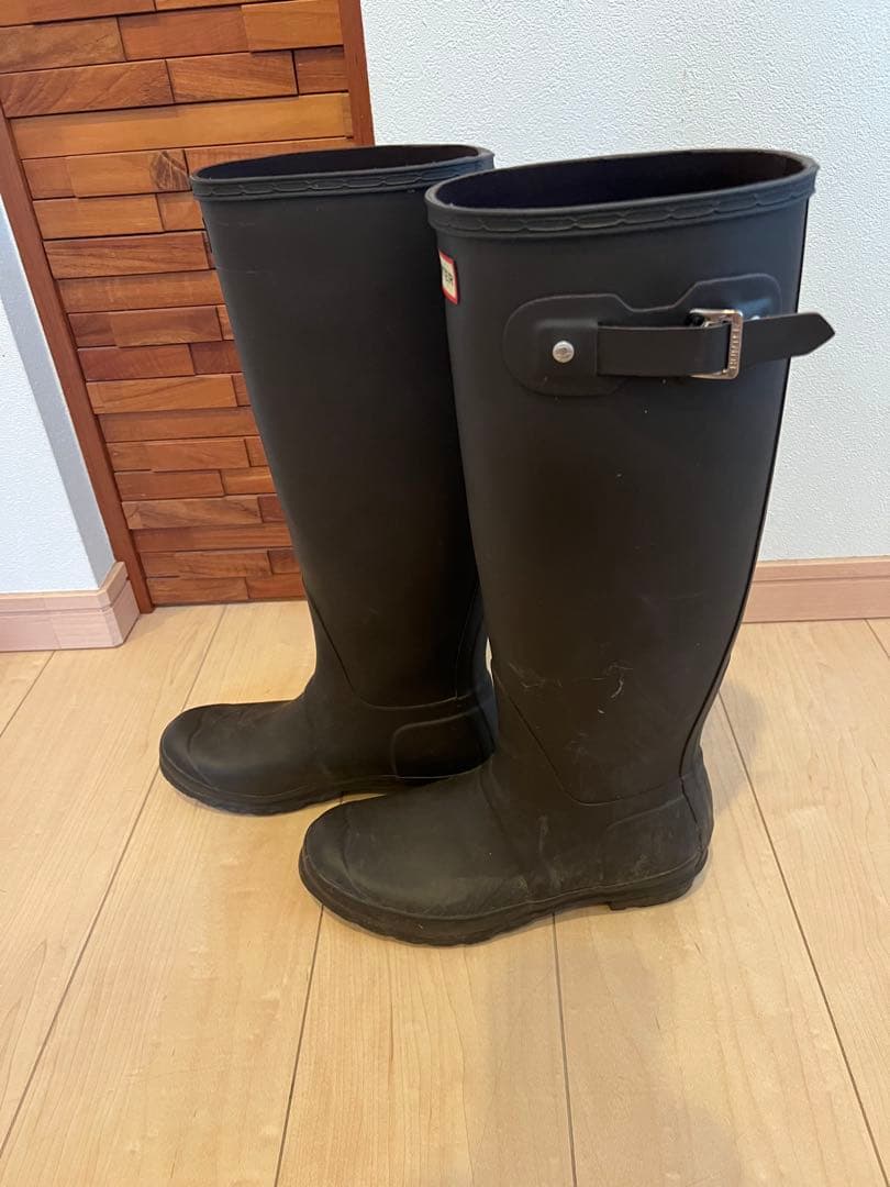 HUNTER ブラウン ロングブーツ バックル付き