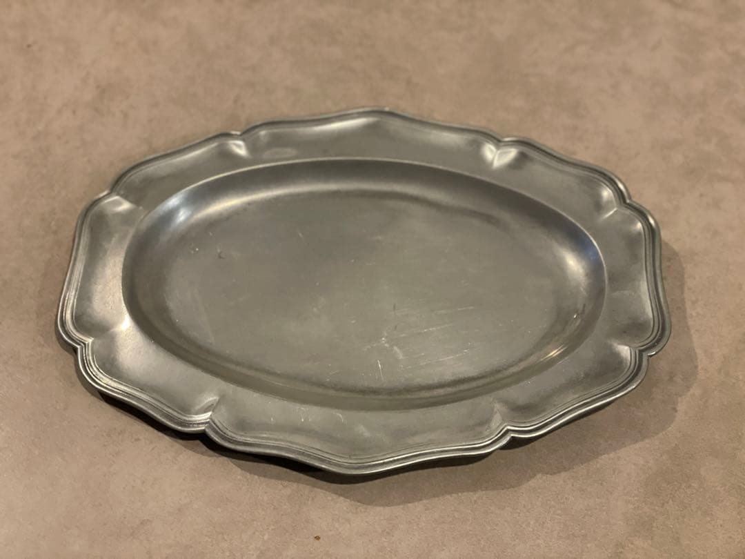 trapezoid様専用 イングリッシュピューター オーバル花リム皿 31cm