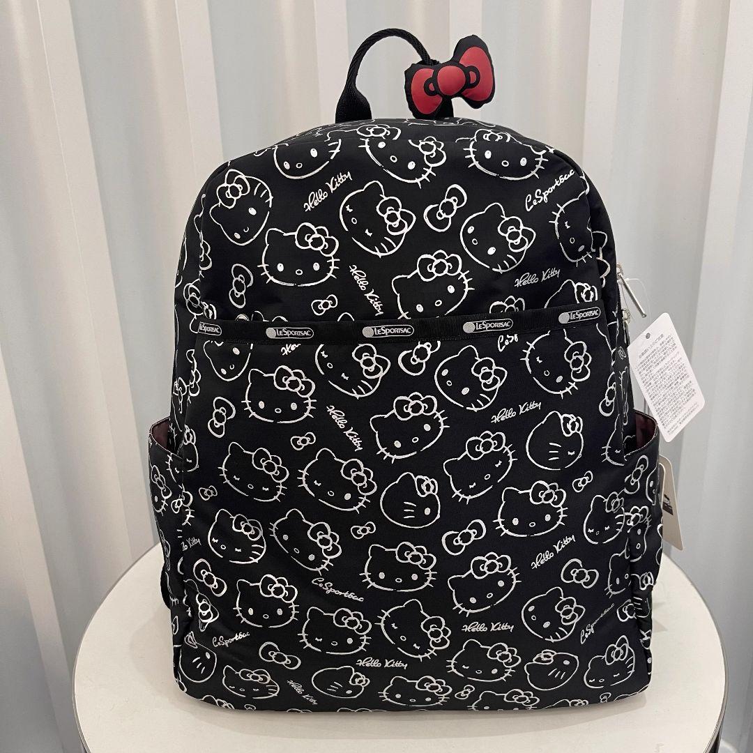 レスポートサック ハローキティ ブラック リュック リボン結び 50周年