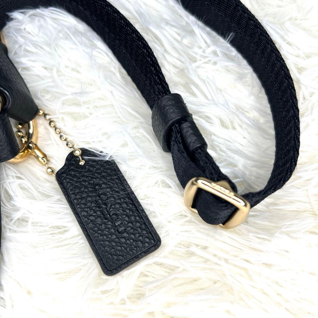 【極美品】COACH＊ボディバッグ レザーブラック ゴールドロゴ　完売品