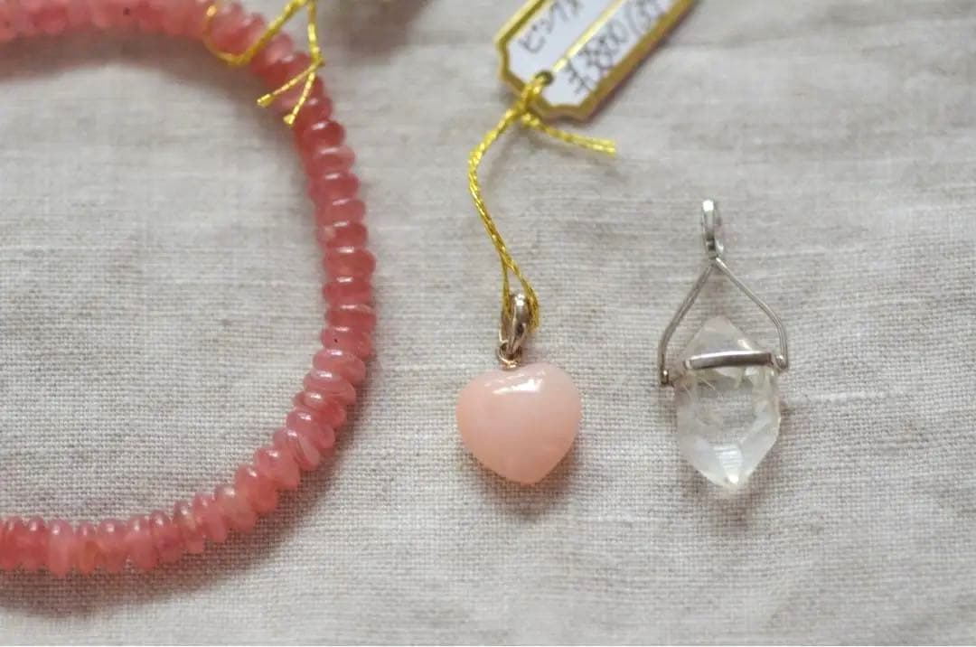 高級天然石　ロードクロサイト/インカローズ ハーキマー水晶 新品未使用セット