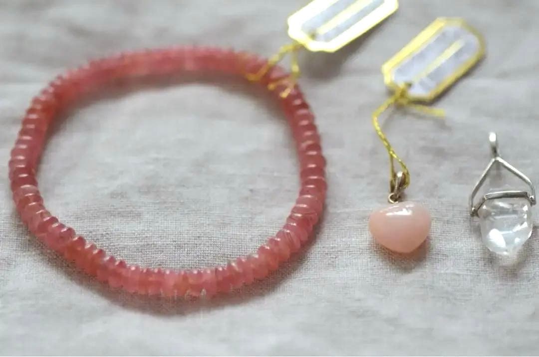 高級天然石　ロードクロサイト/インカローズ ハーキマー水晶 新品未使用セット