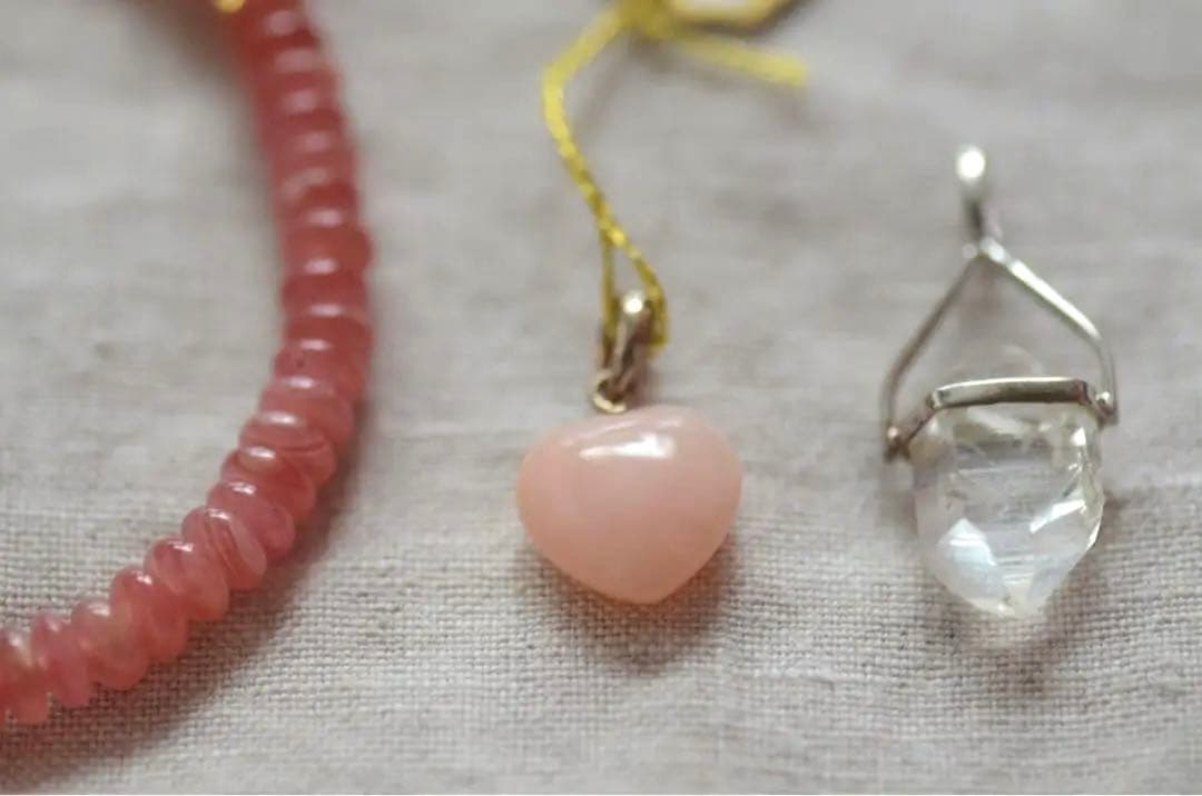 高級天然石　ロードクロサイト/インカローズ ハーキマー水晶 新品未使用セット