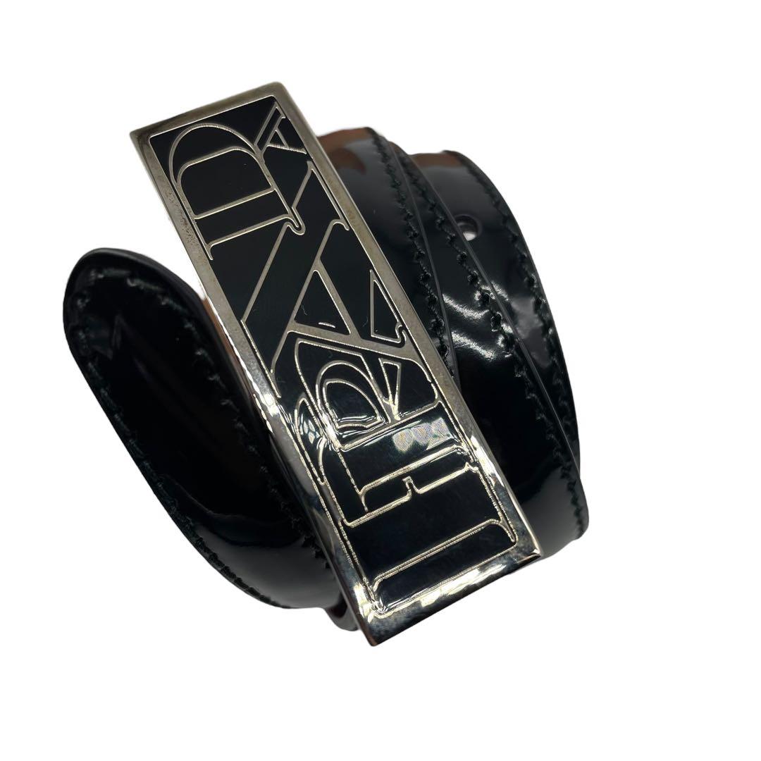 良品✨プラダ PRADA ベルト ロゴ バックル レザー ブラック