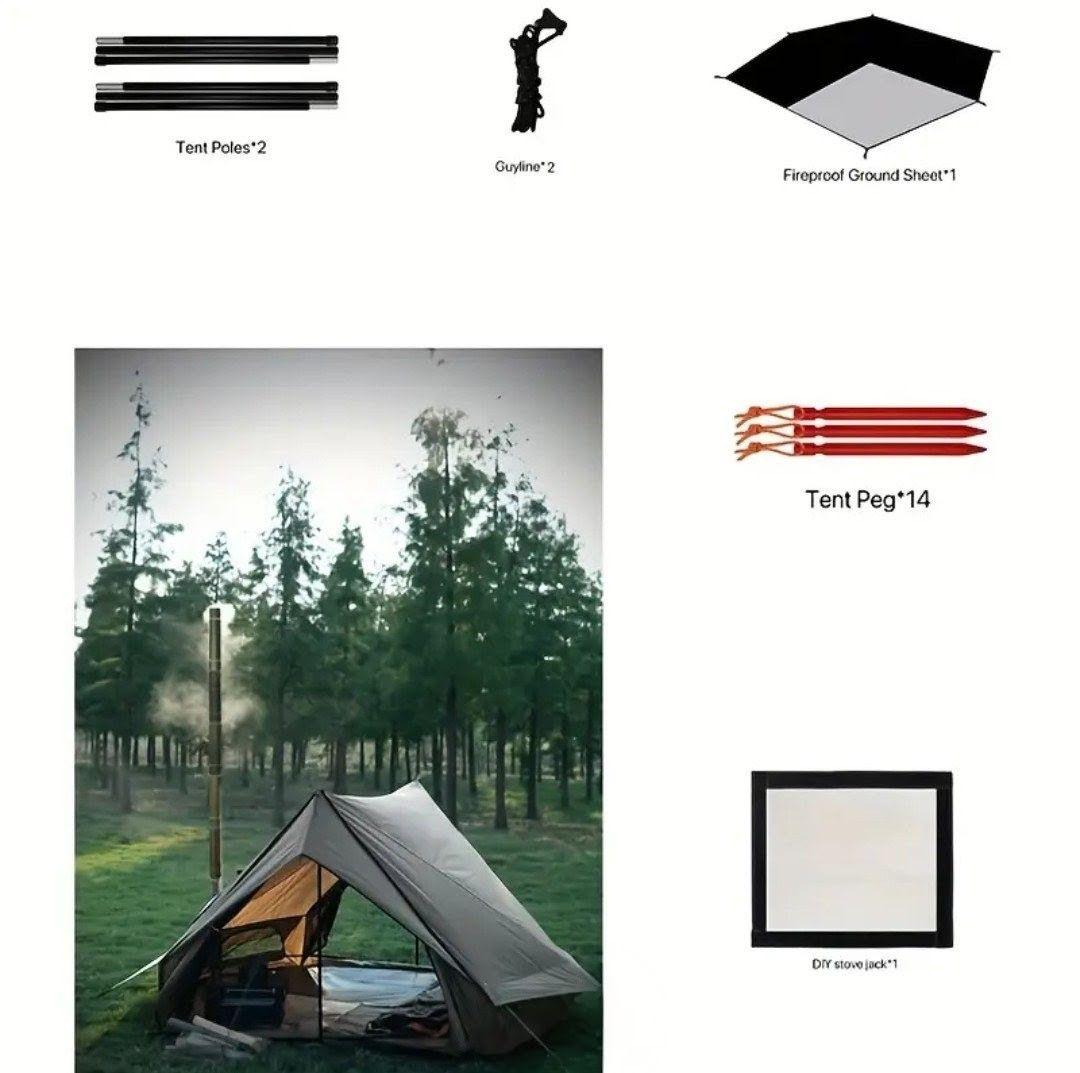 試し張りのみ　煙突ポート付きテント 薪ストーブ使用可