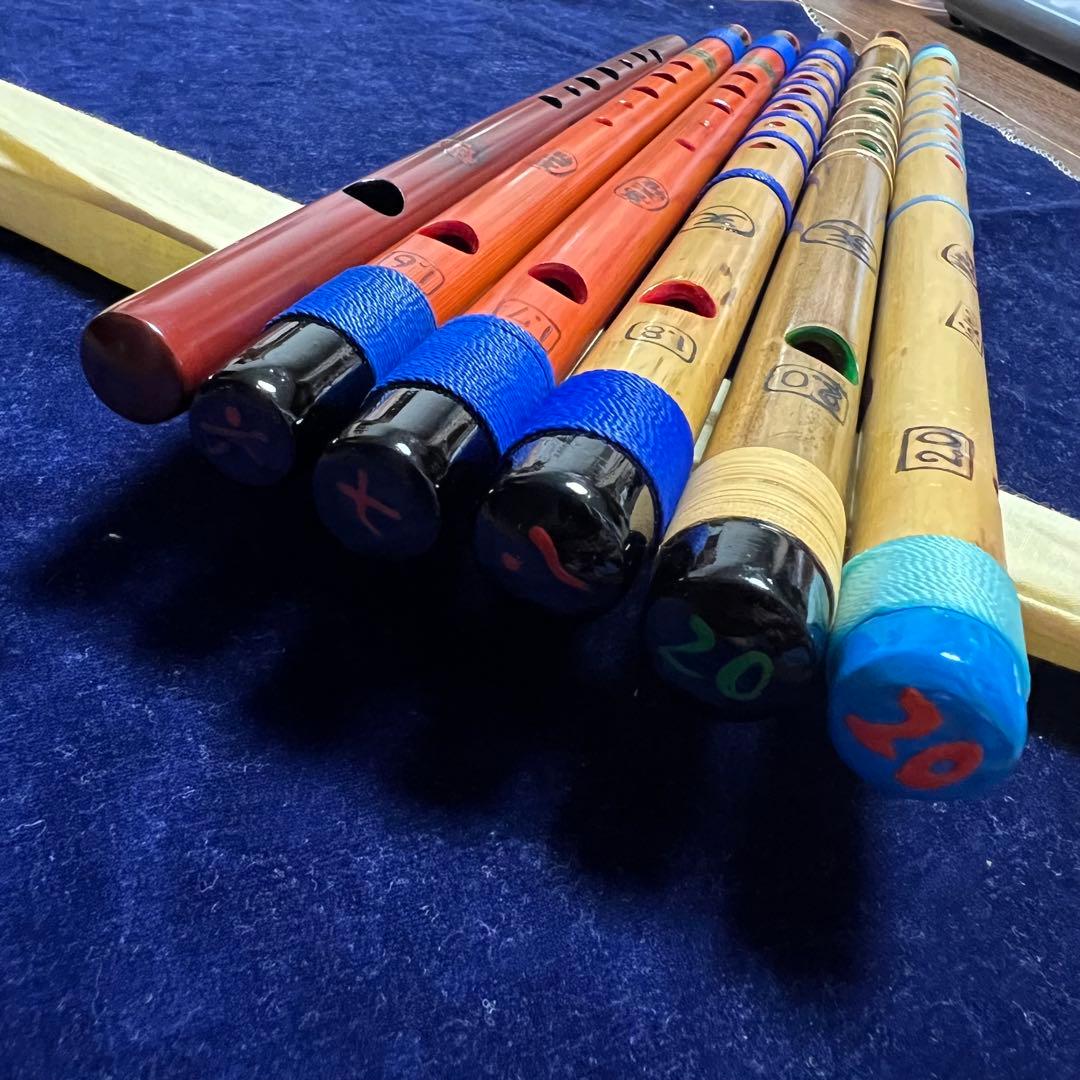 天雅笛 各種5本、蝴蝶篠笛 ロツレチ笛1尺5寸管 1