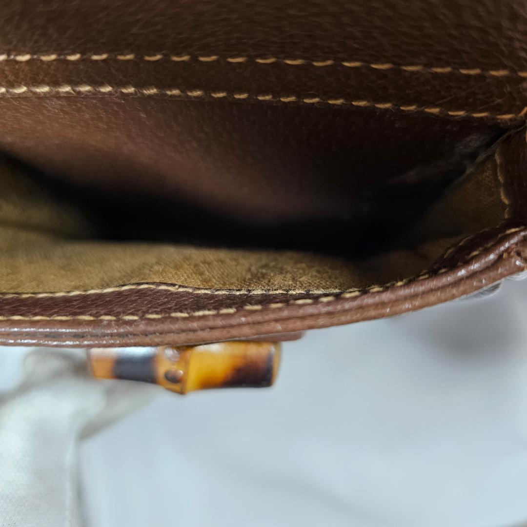 【人気モデル】オールドグッチ バンブー リュックサック レザー ブラウン