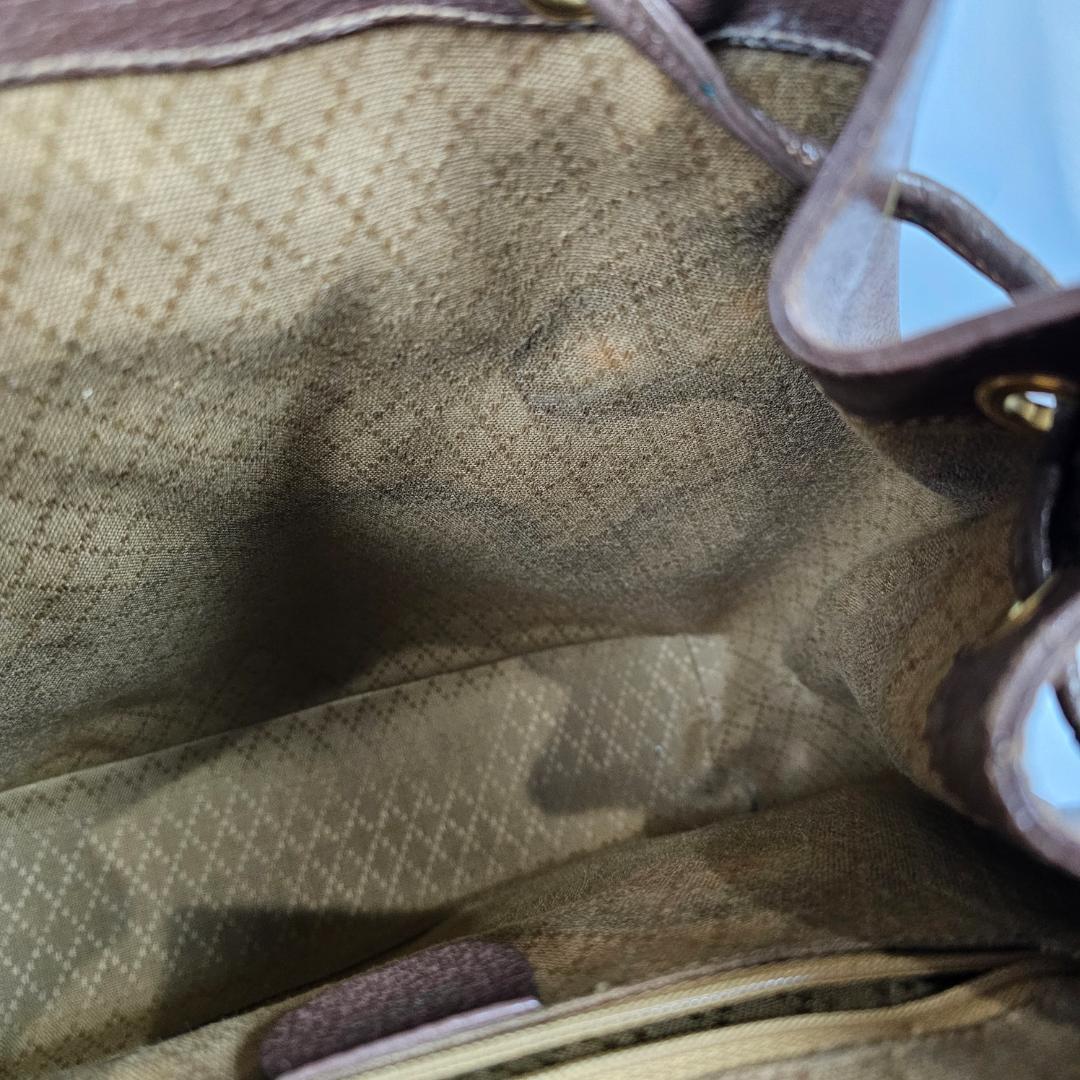 【人気モデル】オールドグッチ バンブー リュックサック レザー ブラウン