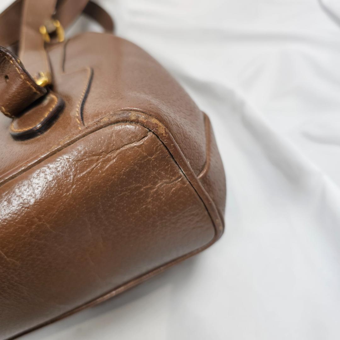 【人気モデル】オールドグッチ バンブー リュックサック レザー ブラウン