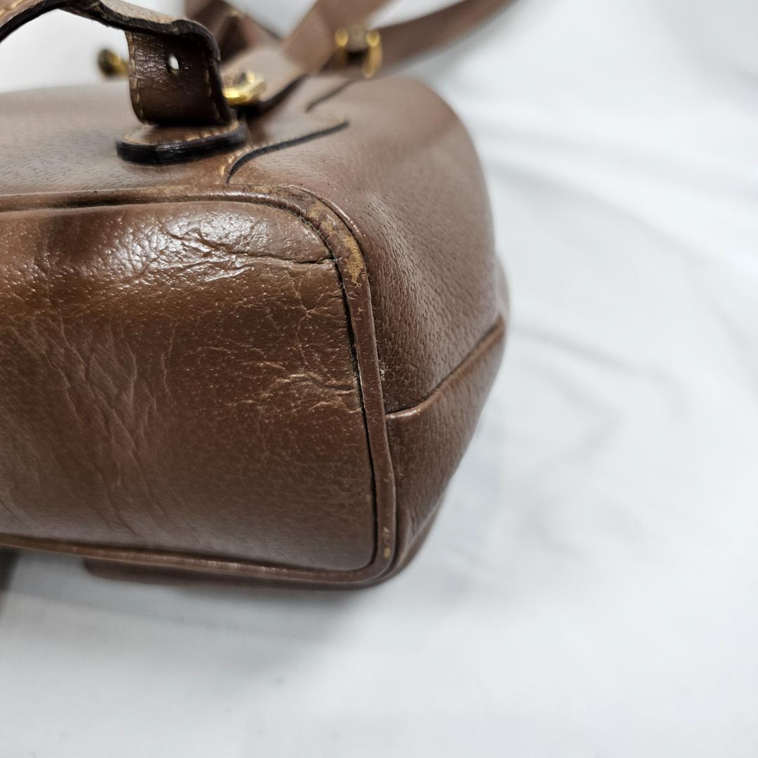 【人気モデル】オールドグッチ バンブー リュックサック レザー ブラウン