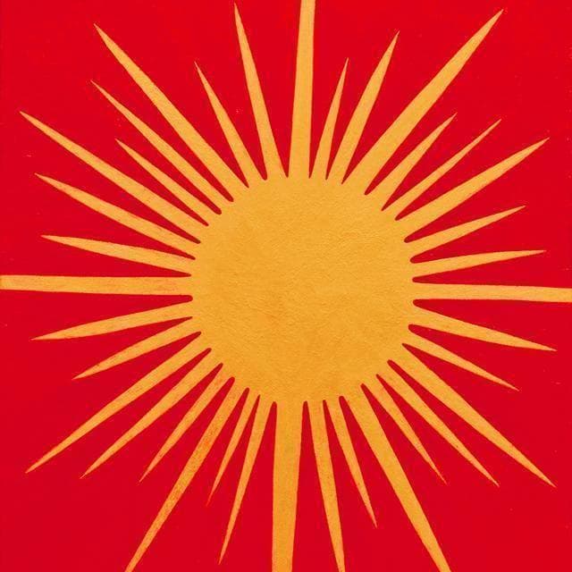 そのまま飾る、光のみなもと☆『金の太陽』がんどうあつし肉筆絵画F4