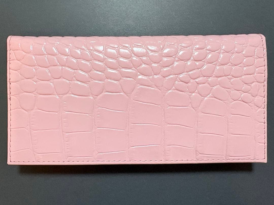 【新品・未使用】皇居東御苑限定　クロコダイル型押し　牛皮長財布 ピンク