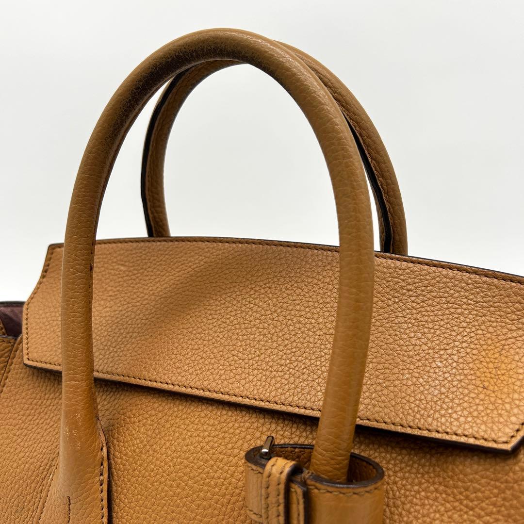 美品】バリー ソメット ハンドバッグ フラップ レザー シボ革 ブラウン