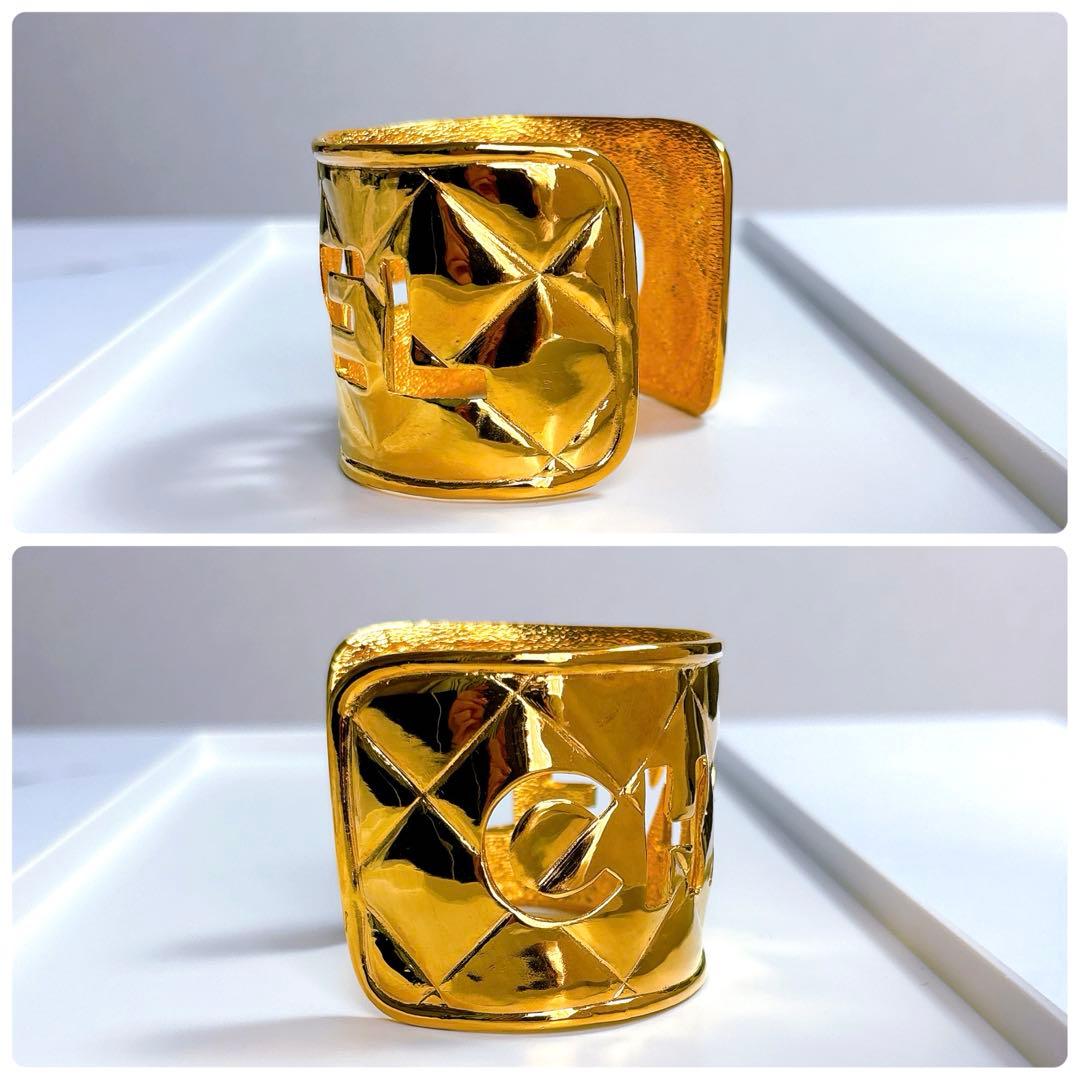 【美品】シャネル　ヴィンテージ　マトラッセ　キルティング　ブレスレット　バングル