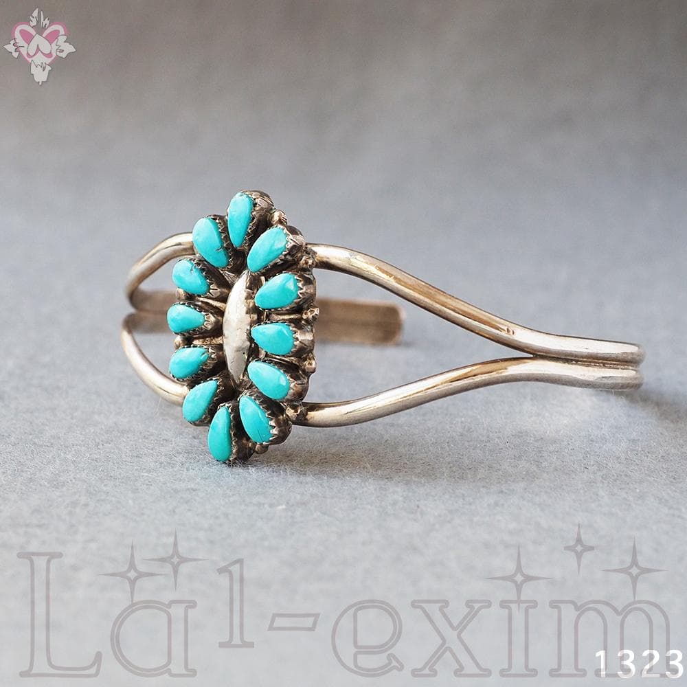 ターコイズ シルバー 刻印 ズニ インディアンジュエリー ブレスレット バングル