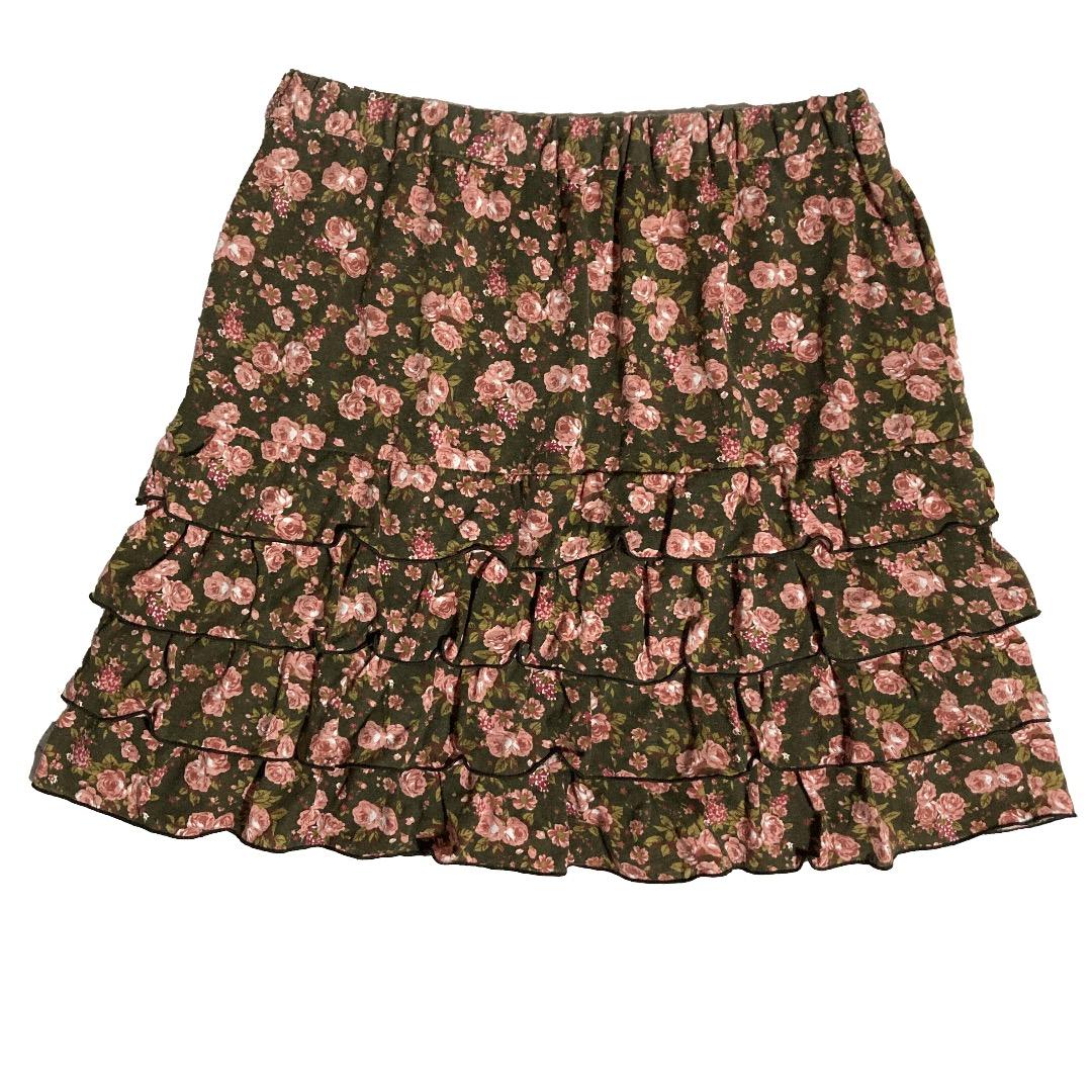 ꒰ঌ໒꒱平成ギャル フェアリーグランジ 花柄段フリルミニスカート y2k