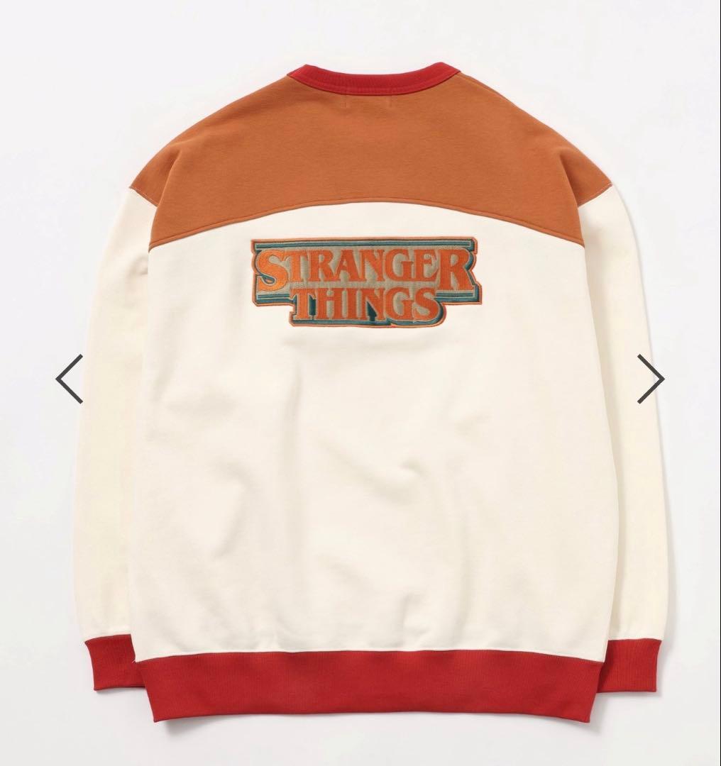 ◆新品◆【STRANGER THINGS】コラボ配色スウェット オレンジ M