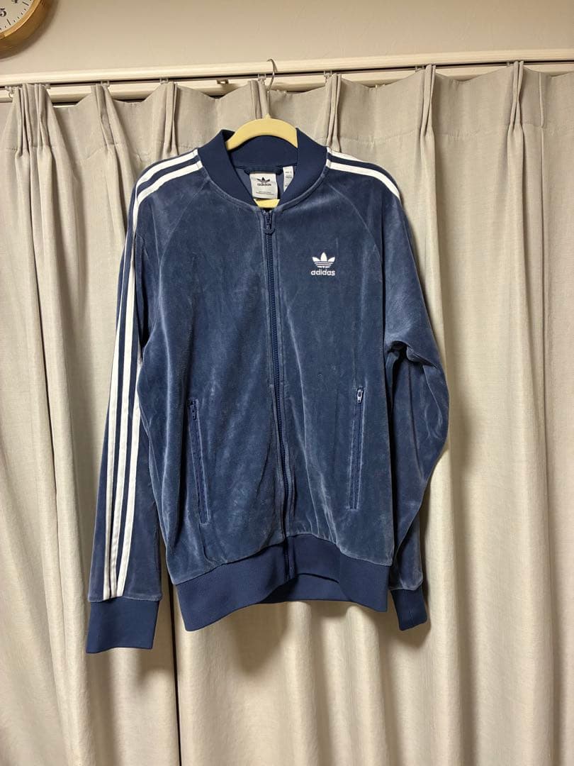 adidas ベロア トラックジャケット SST ネイビー M ベルベット - メルカリ