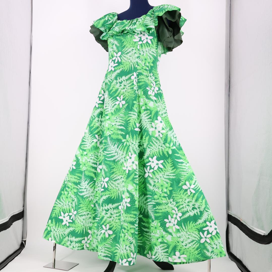 美品 日本製 フラダンス衣装】グリーン Paondor ワンピース ドレス 緑