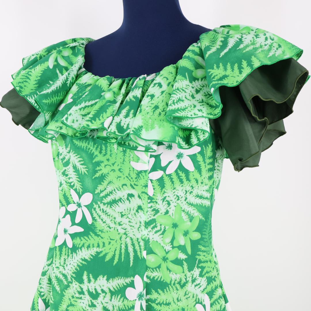 美品 日本製 フラダンス衣装】グリーン Paondor ワンピース ドレス 緑