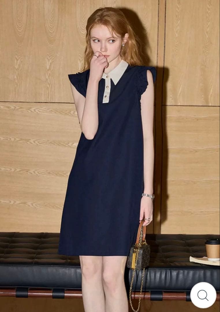 極美品】 ivygolf バイカラーフレアワンピース ネイビー S ゴルフ