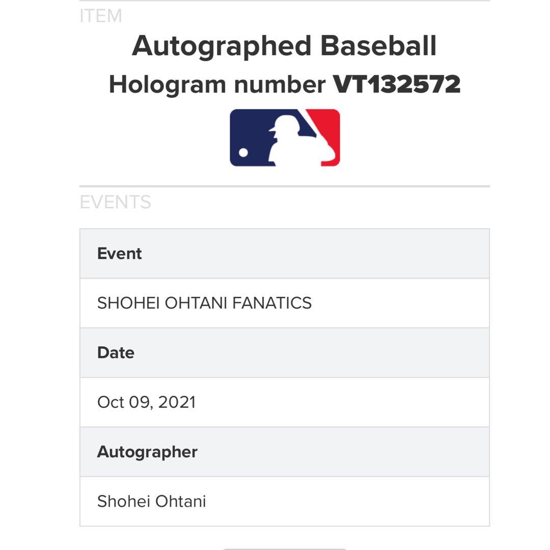 ドジャース 大谷翔平 2021年 直筆サイン ボール MLB Fanatics