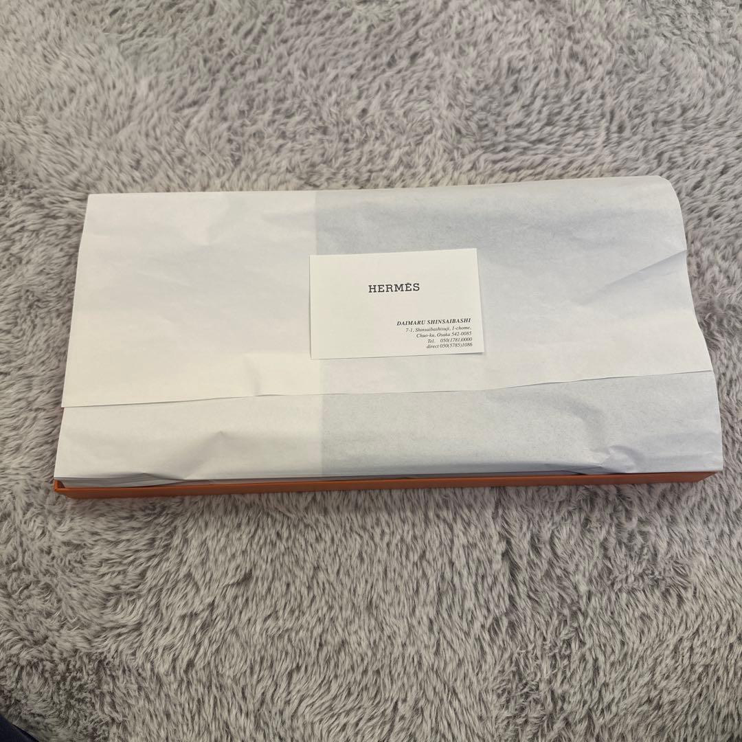 HERMES エルメス　カシミアマフラー　黒/グレー