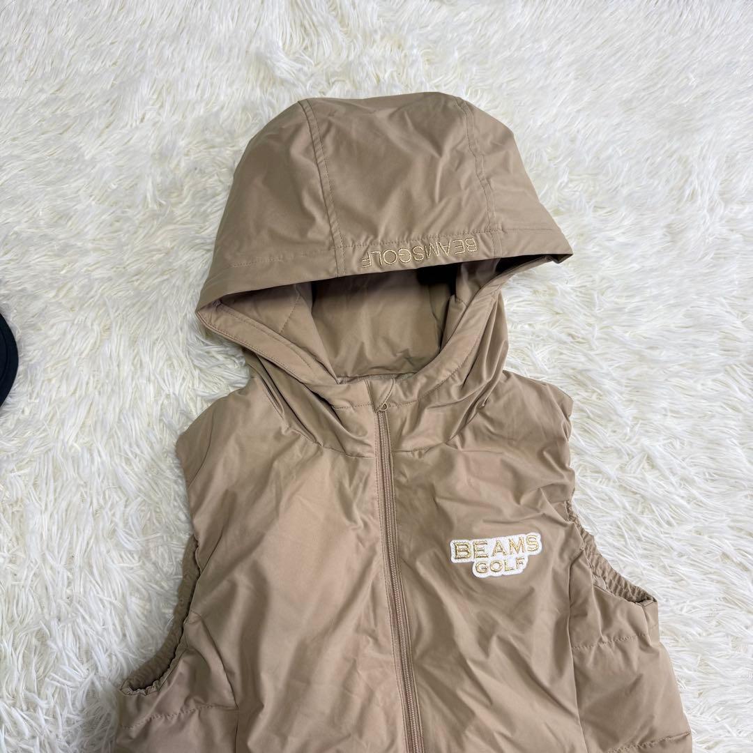 ビームスゴルフ】美品 ダウンワンピース ロングベスト 中綿 ベージュ M