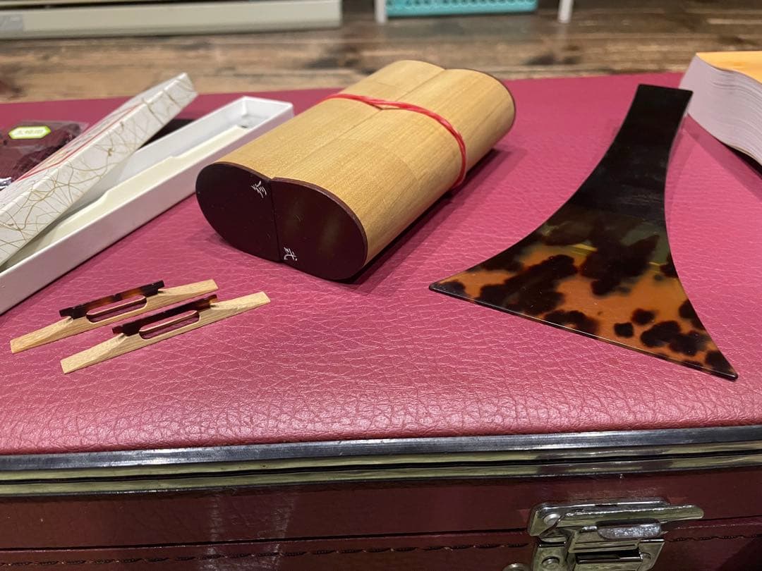 フルオーダー　津軽三味線　紅木金細　子持綾杉胴　セット