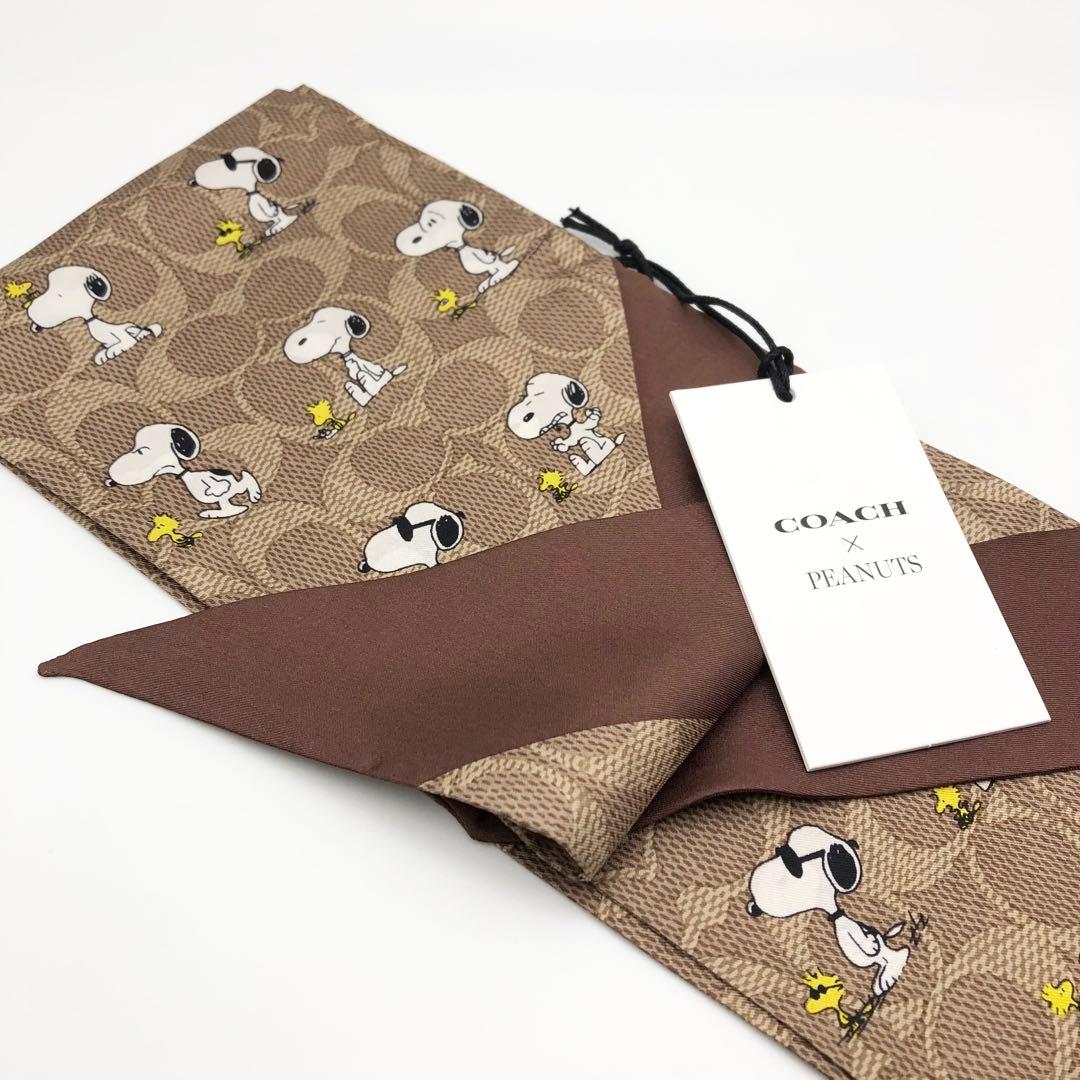 COACH 大人気！！ スヌーピー コラボ シルク スキニー スカーフ 新品