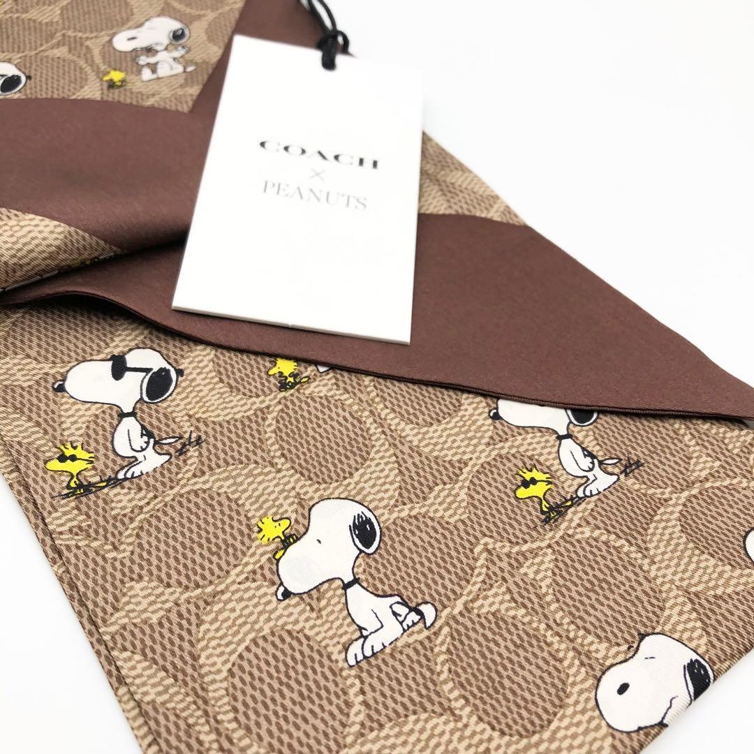COACH 大人気！！ スヌーピー コラボ シルク スキニー スカーフ 新品