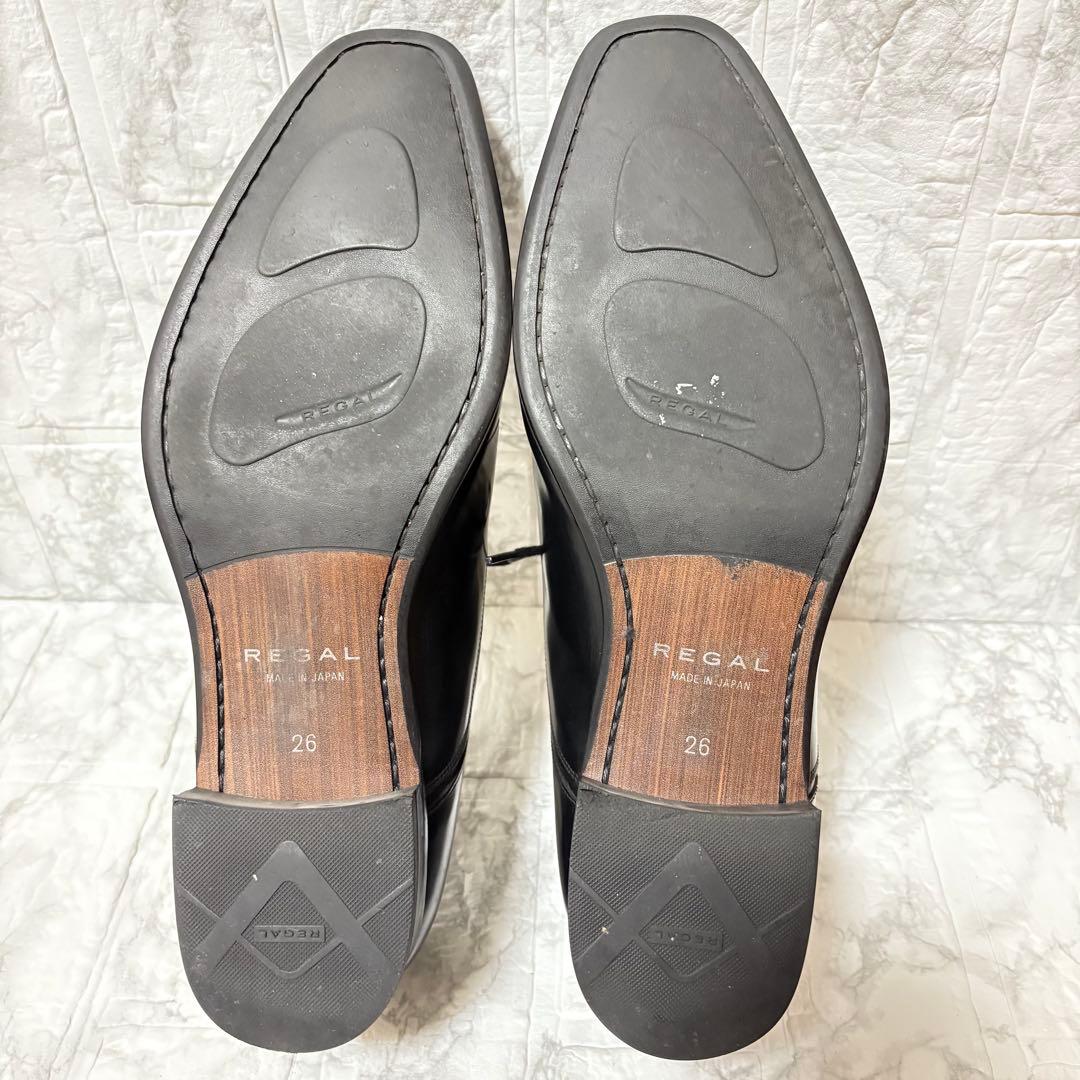 【美品】REGAL 黒 レザー 革靴 26㎝ 725R ストレートチップ