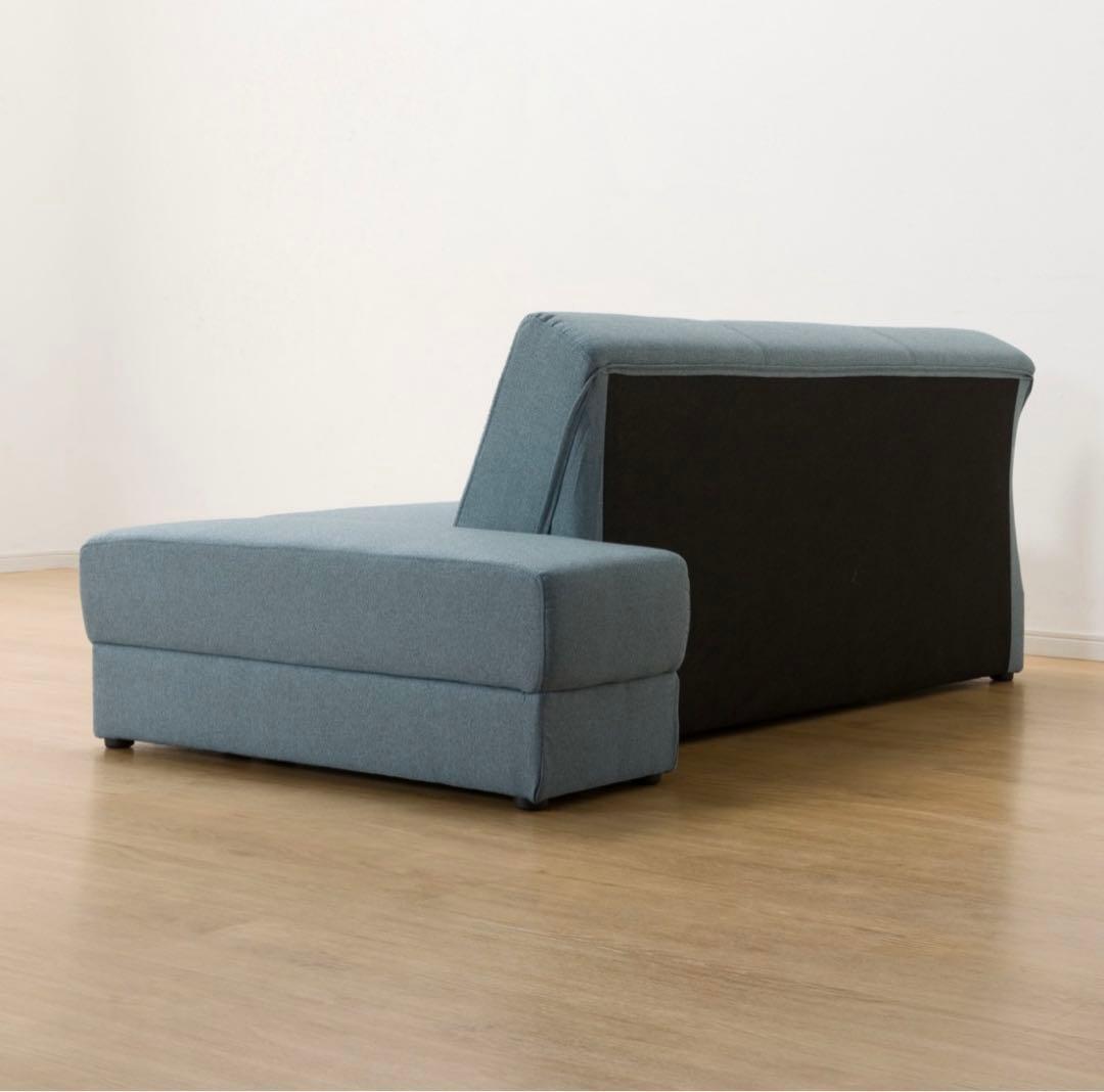※現地引き取り限定　ブルー ソファベッド 収納機能付き