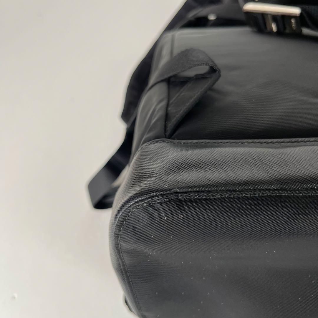 PRADA プラダ リュック 三角ロゴ ナイロン サフィアーノレザー ブラック