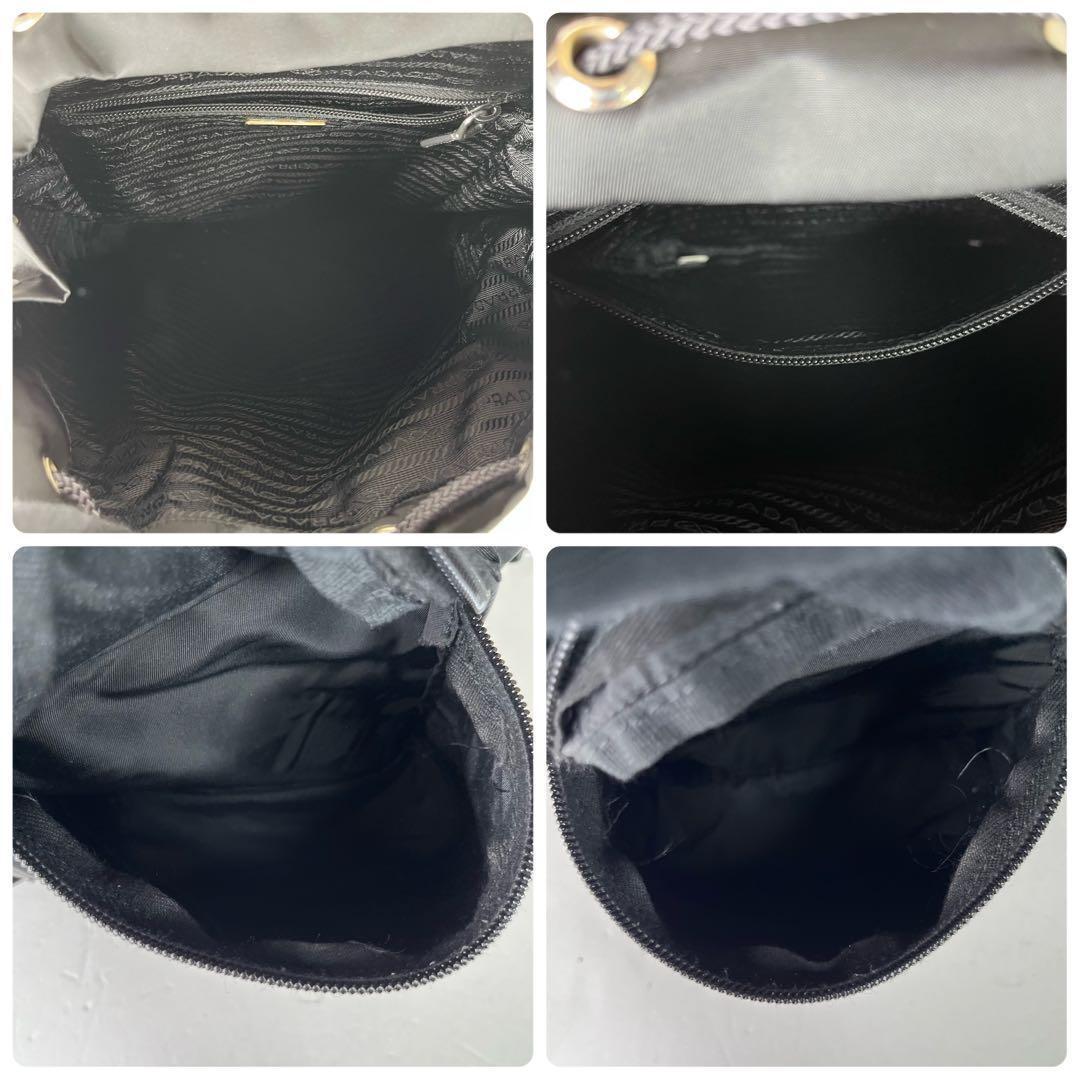 PRADA プラダ リュック 三角ロゴ ナイロン サフィアーノレザー ブラック