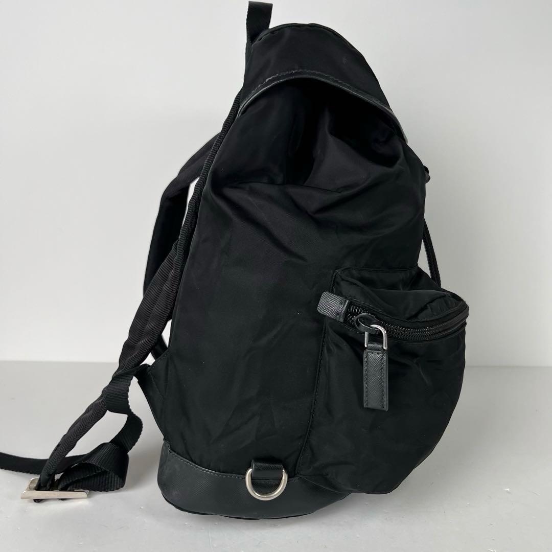 PRADA プラダ リュック 三角ロゴ ナイロン サフィアーノレザー ブラック