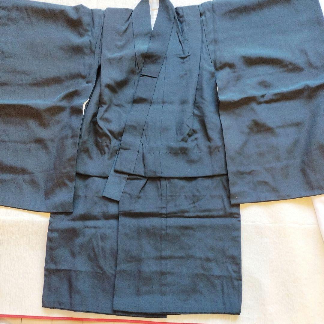 七五三　5歳男子　羽織袴セット　青色 雲模様 正絹　草履セット