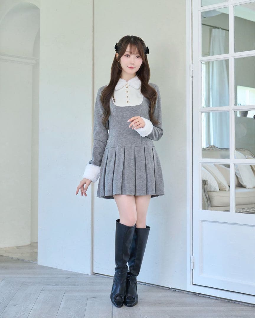 rosemuse Knit sew pleated op ワンピース ロゼミュ