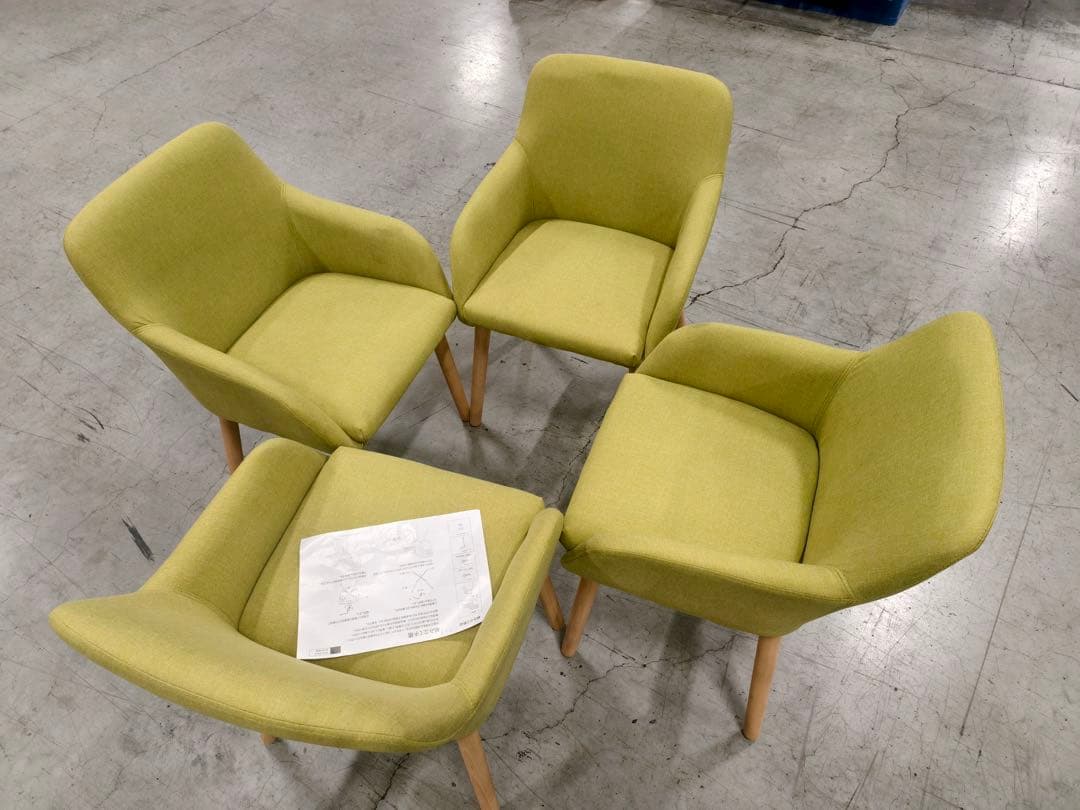 ダイニングチェア 4つセット グリーン 9025GN