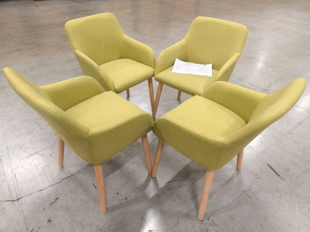 ダイニングチェア 4つセット グリーン 9025GN