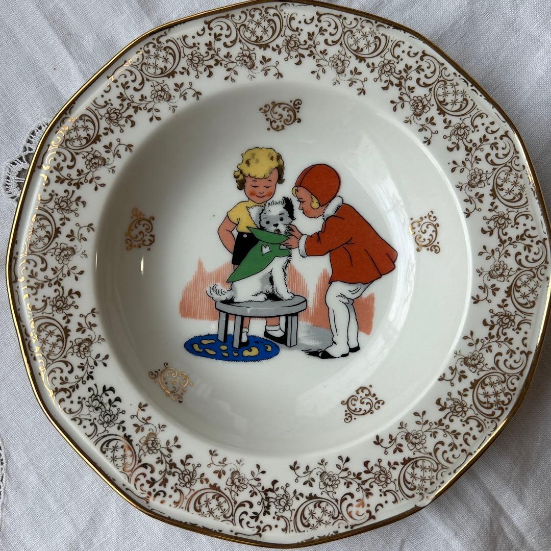 リモージュ 子供キッズ柄 プレート皿3枚セット フランスアンティーク