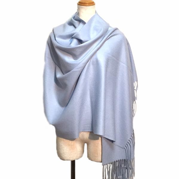 値下70㎝×200超大判 100% カシミヤストールマフラーSAX新品