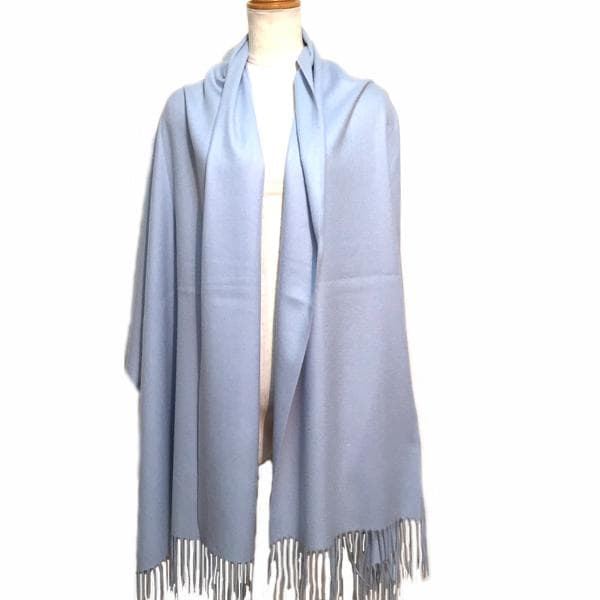 値下70㎝×200超大判 100% カシミヤストールマフラーSAX新品