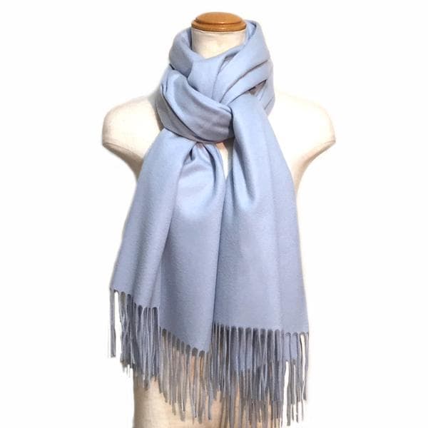 値下70㎝×200超大判 100% カシミヤストールマフラーSAX新品