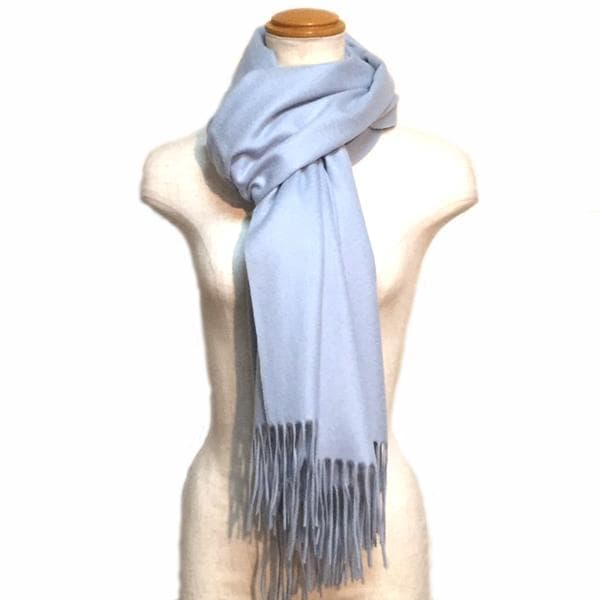 値下70㎝×200超大判 100% カシミヤストールマフラーSAX新品