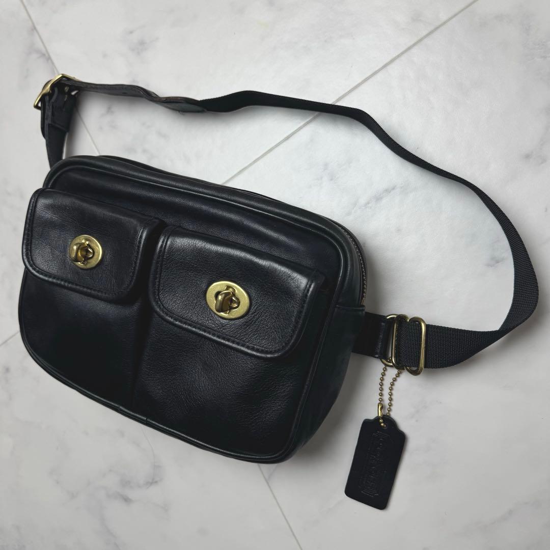 【激レア・美品】 USA製 オールドコーチ ウエストポーチ ダブルターンロック