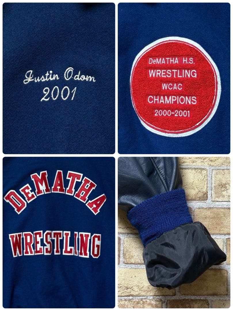 NEFF ネフ USA製 袖革ウールスタジャン レザー ビッグシルエット3XL.